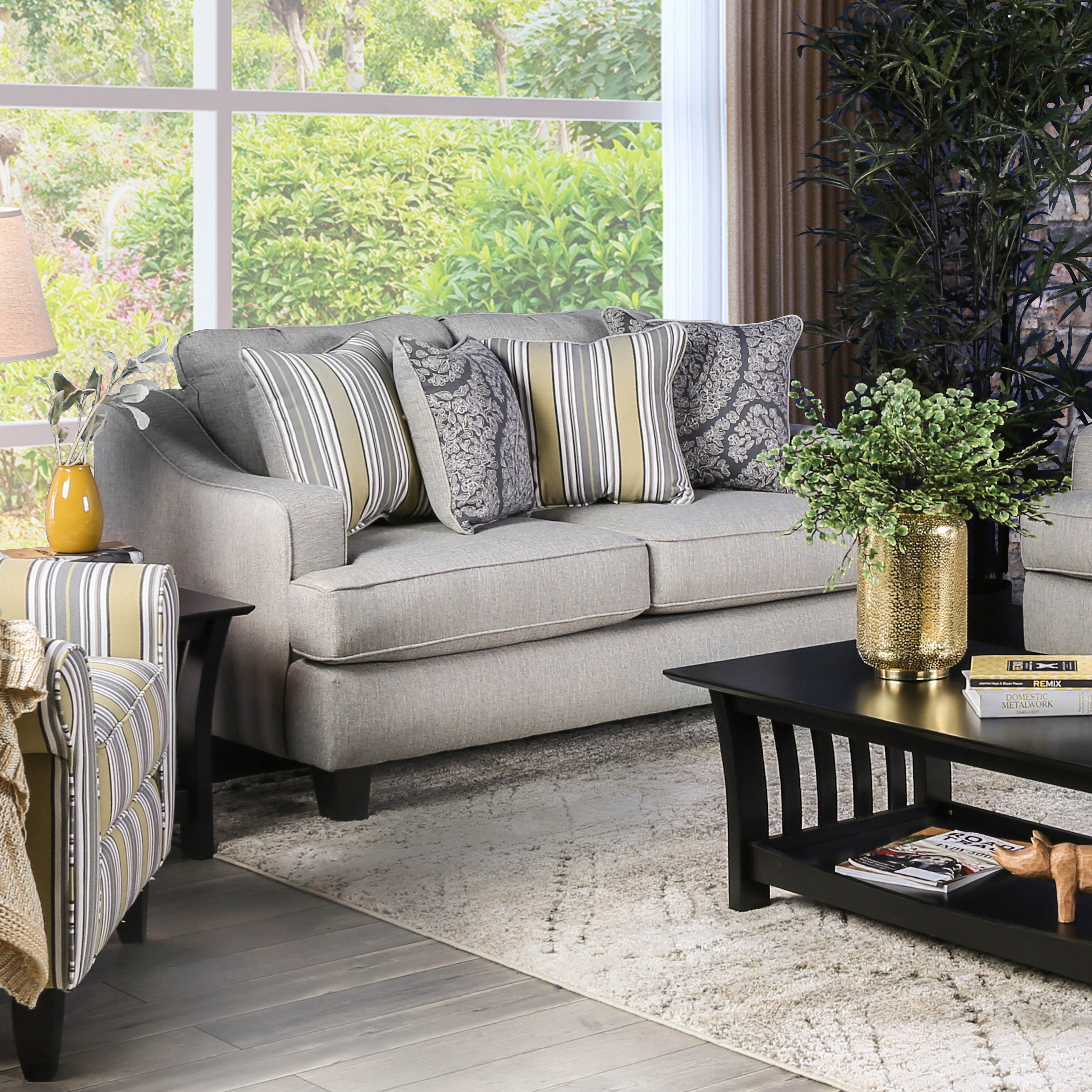 Furniture Of America Omsk Contemporary Grey Chenille Loveseat Grey Chenille Loveseat