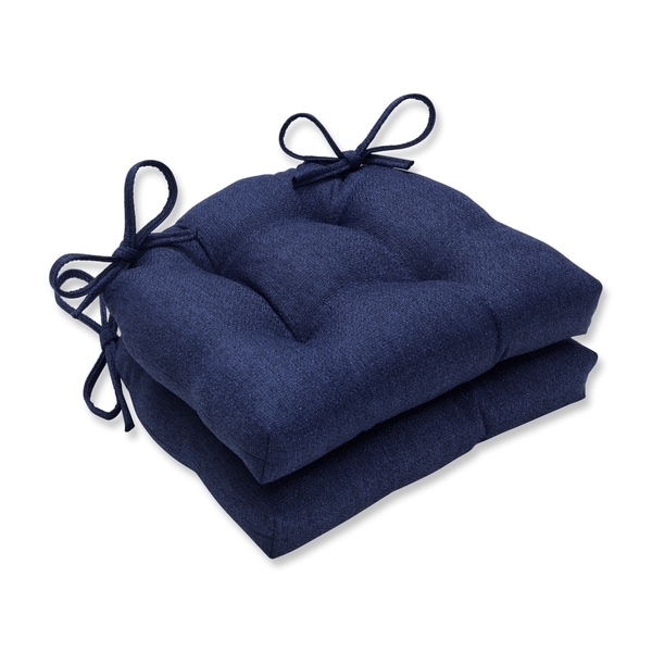 Pillow Perfect Indoor Sonoma Navy Reversible Chair Pad (Set of 2), 16 in. L X 15.5 in. W X 4 in. D