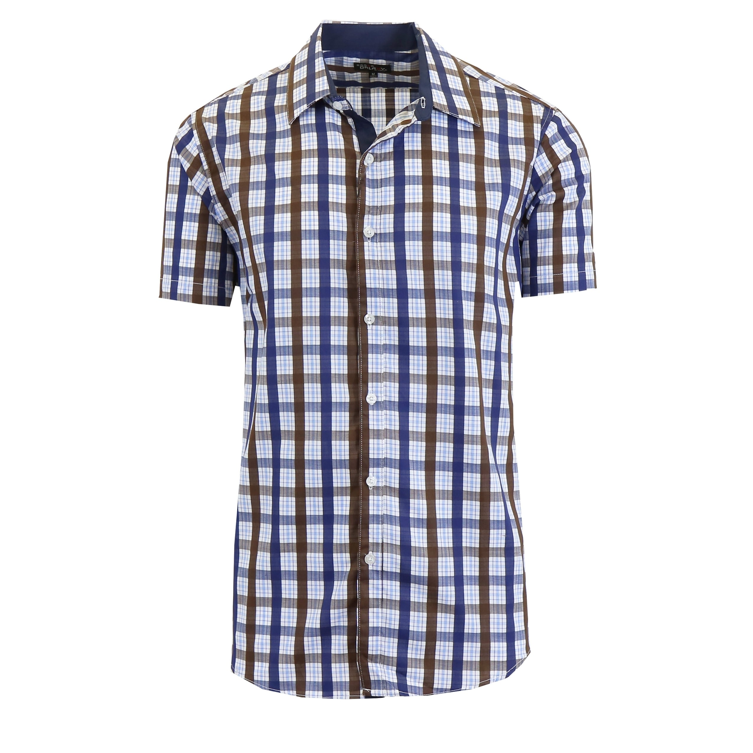 Mens Short Sleeve Plaid Dress Shirts 