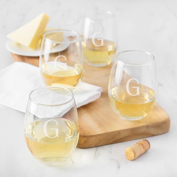 Personalized Stemless White Wine Glasses, Set of 4 - On Sale - Bed