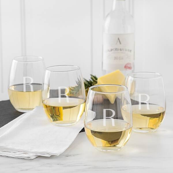 Personalized 15 oz. Stemless Wine Glasses (Set of 4) - Bed Bath & Beyond -  22424811