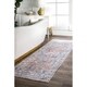 preview thumbnail 2 of 6, Nuloom Blue Traditional Mystique Medallion Ombre Shadow Fringe Area Rug