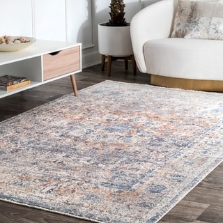 Nuloom Blue Traditional Mystique Medallion Ombre Shadow Fringe Area Rug