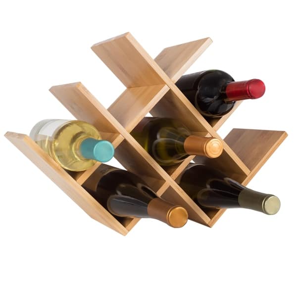 Shop Bamboo 8 Bottle Wine Rack Space Saving Tabletop Free Standing
