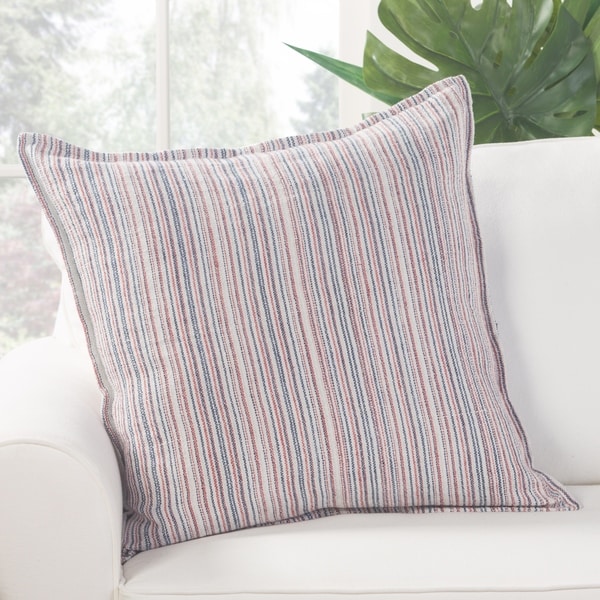 Augustine Stripe Red/ Blue Down Throw Pillow 22 inch
