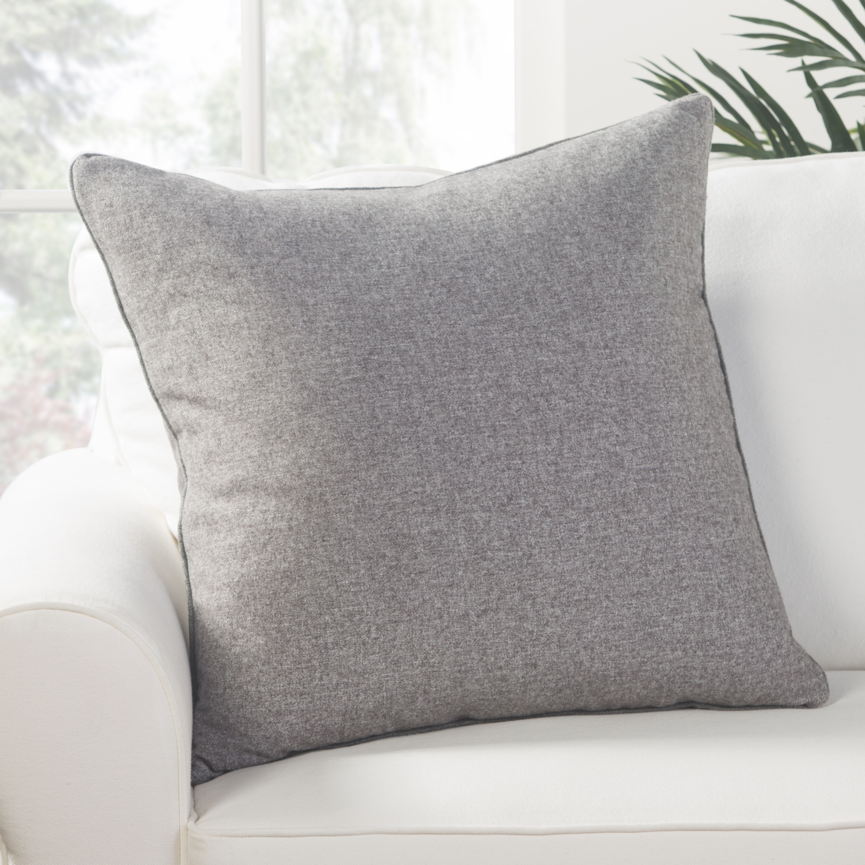 Shop Park Solid Light Gray Down Throw Pillow 22 Inch On Sale