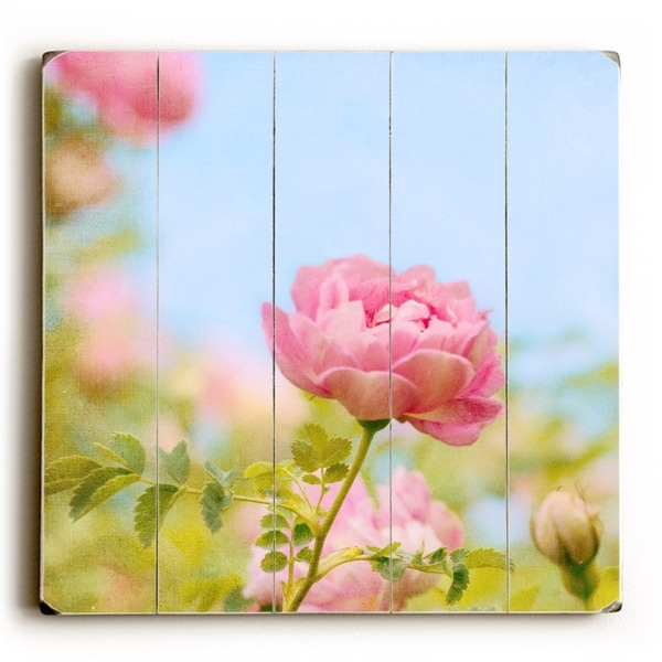 Pink Rose - Planked Wood Wall Decor by Vanessa Fahmy