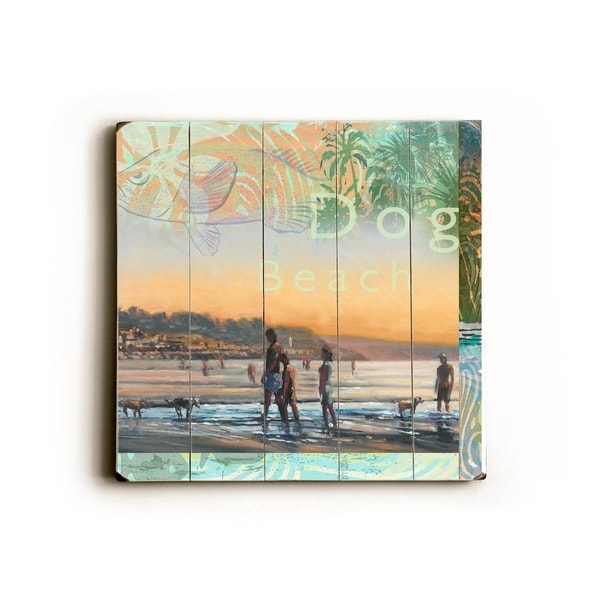 Dog Beach - Planked Wood Wall Decor by Wade Koniakowsky