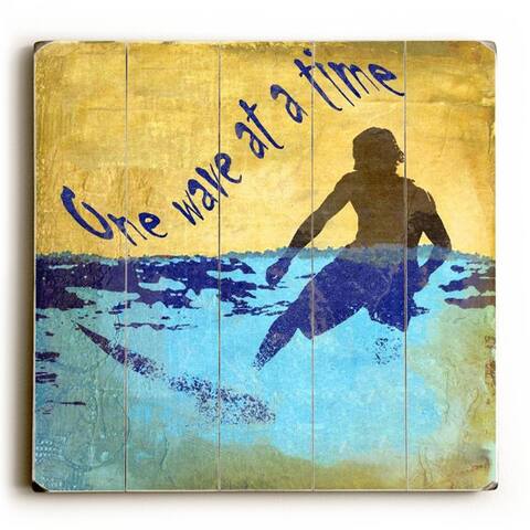 One Wave at a Time - Planked Wood Wall Decor by Karen Williams