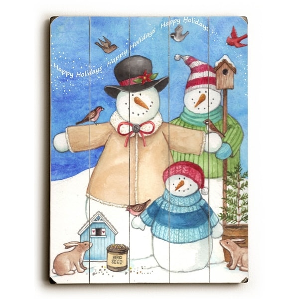 Snowman Family - Planked Wood Wall Decor by ArtLicensing