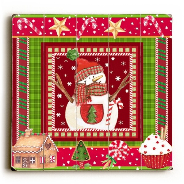 Christmas Snowman - Planked Wood Wall Decor by ArtLicensing