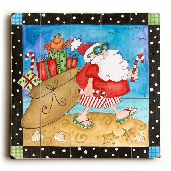 Summer Santa - Planked Wood Wall Decor by ArtLicensing