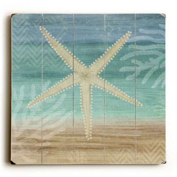 Starfish - Planked Wood Wall Decor by Beth Albert