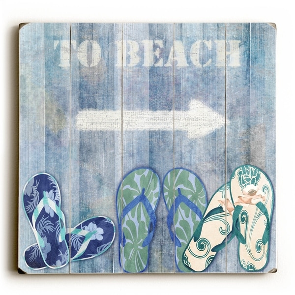 To Beach - Planked Wood Wall Decor by Jill Meyer