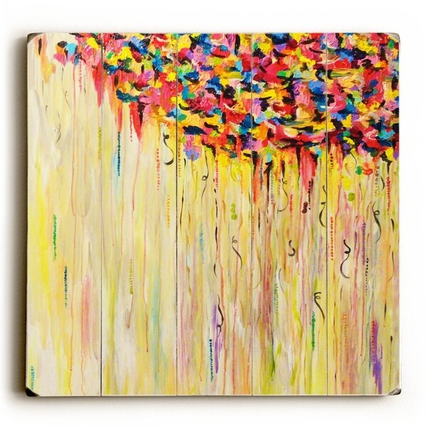 Raining Sunshine - Yellow Planked Wood Wall Decor by Julia DiSano