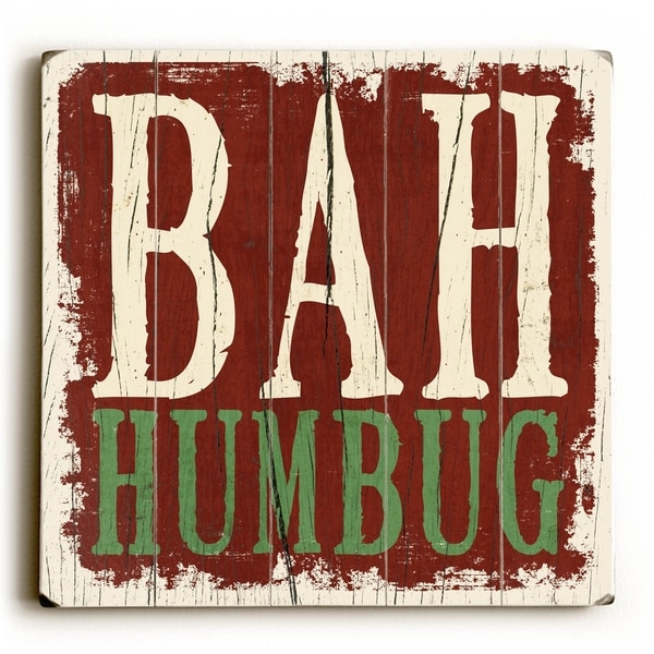 Bah Humbug - Planked Wood Wall Decor by Misty Diller