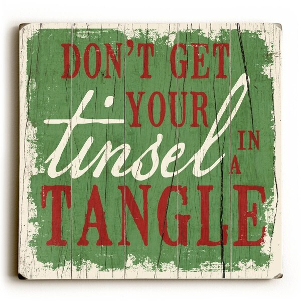 Tinsel in a Tangle - Planked Wood Wall Decor by Misty Diller