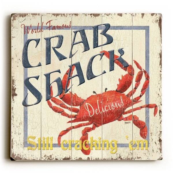 Crab Shack - Planked Wood Wall Decor by Debbie DeWitt
