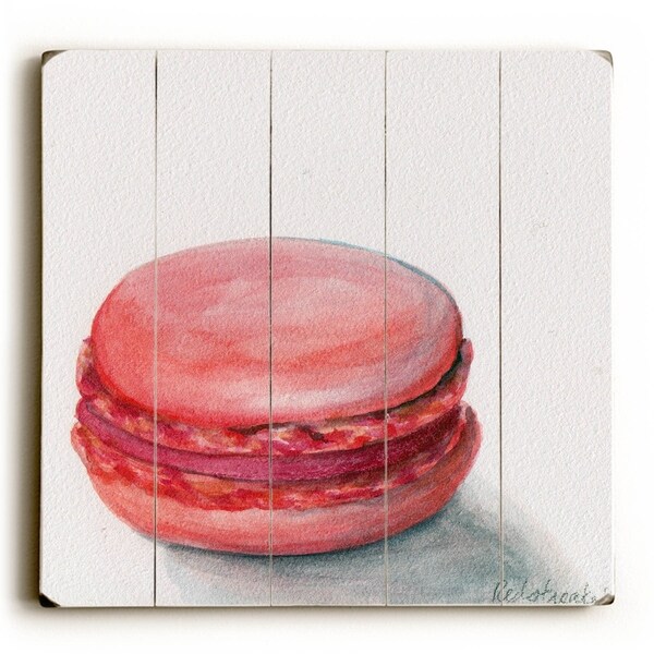 Raspberry Macaroon - Planked Wood Wall Decor by Jennifer Redstreake