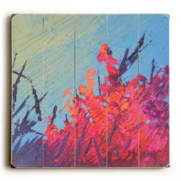 Coral Reef Garden - Multi Planked Wood Wall Decor by Carol Schiff
