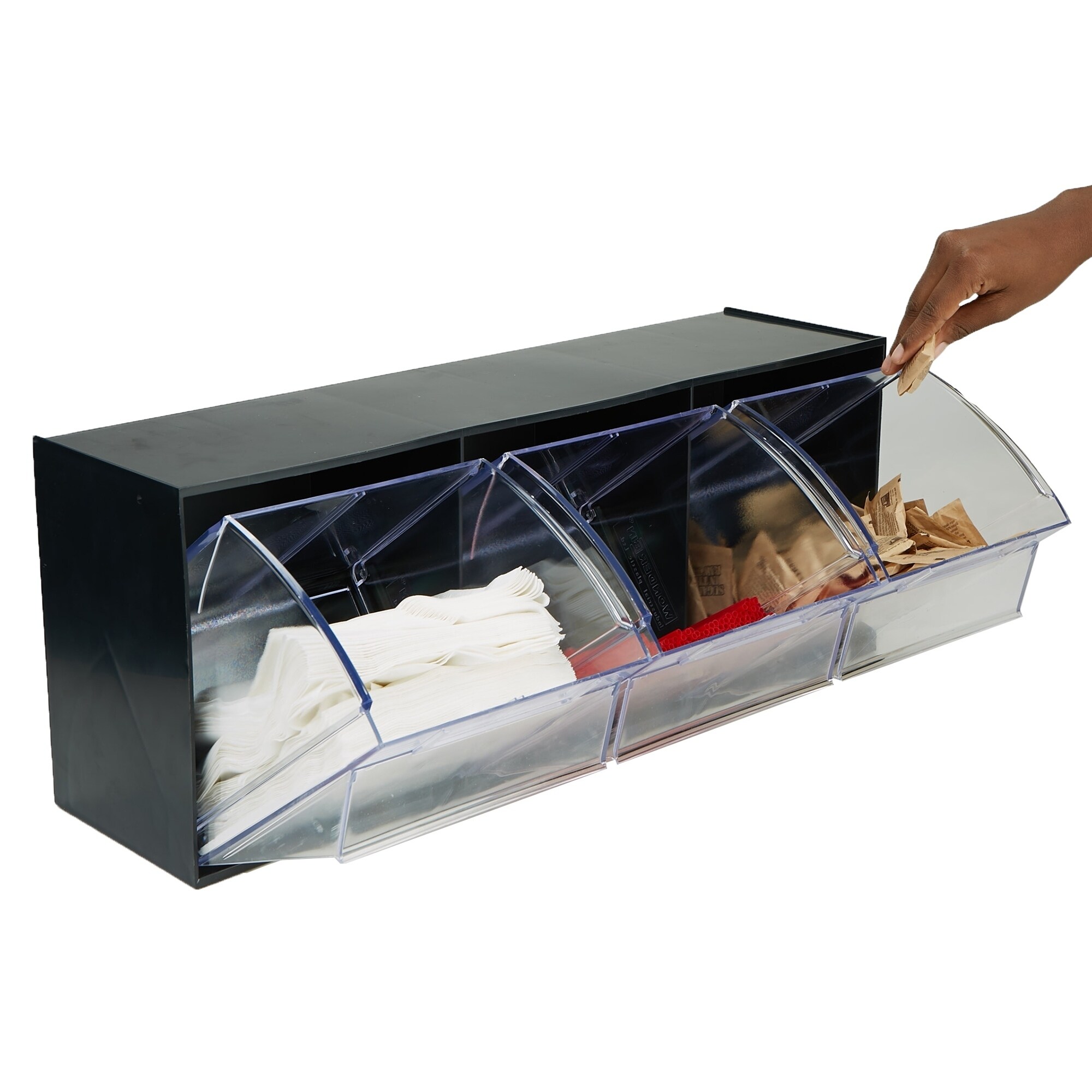 Mind Reader Multi Purpose Storage Tilt Drawer, 5 Compartment Removable Bins,  Tip Out Clear Bins, Black - Bed Bath & Beyond - 22427676