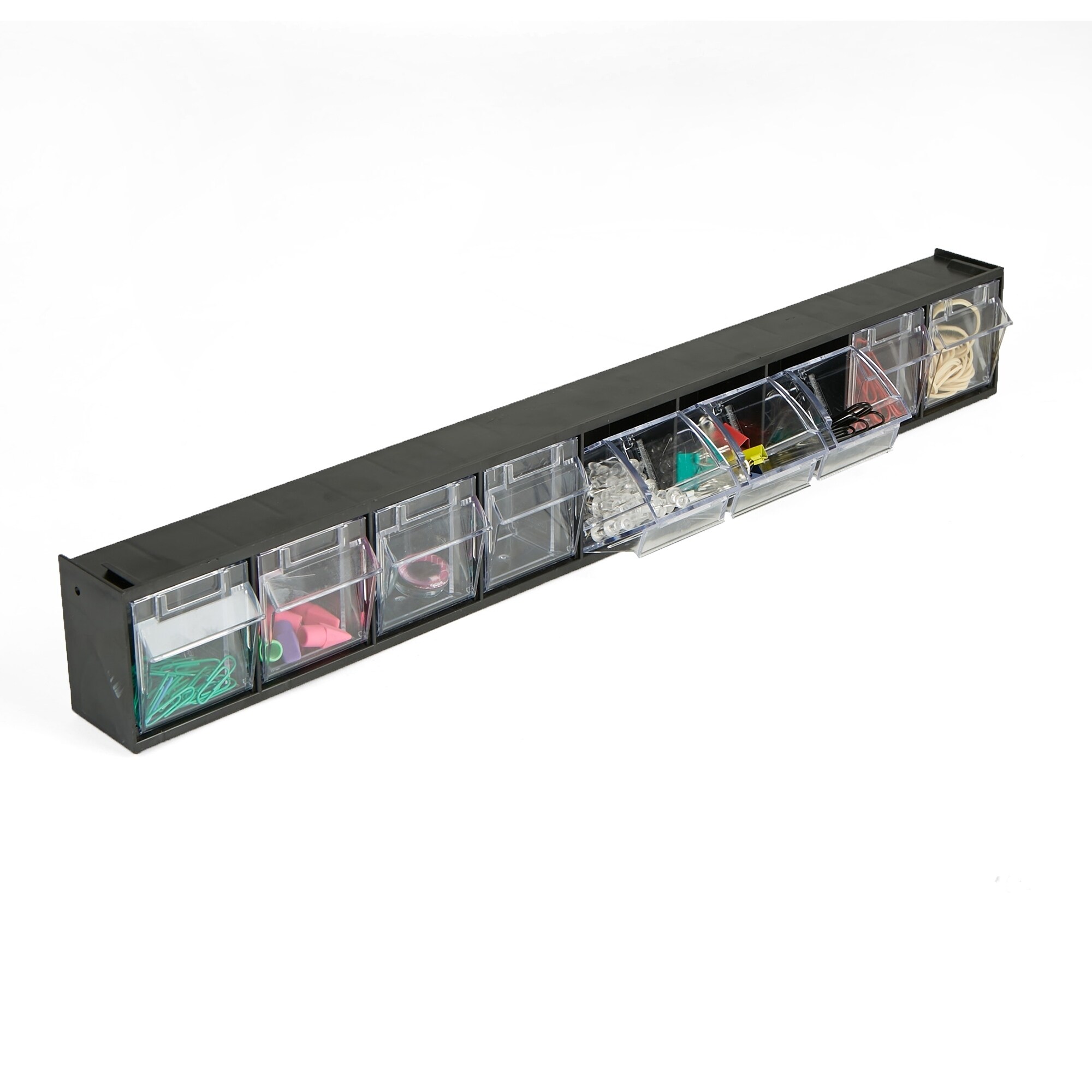 Mind Reader Multi Purpose Storage Tilt Drawer, 5 Compartment Removable Bins,  Tip Out Clear Bins, Black - Bed Bath & Beyond - 22427676