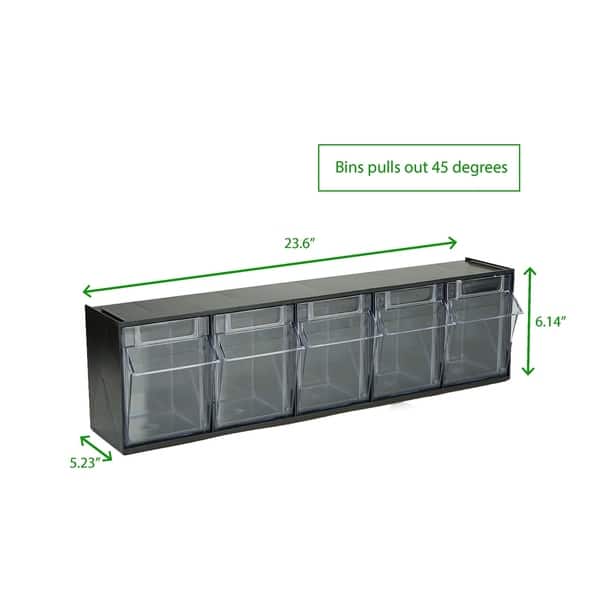 Mind Reader Multi Purpose Storage Tilt Drawer, 5 Compartment Removable Bins,  Tip Out Clear Bins, Black - Bed Bath & Beyond - 22427676