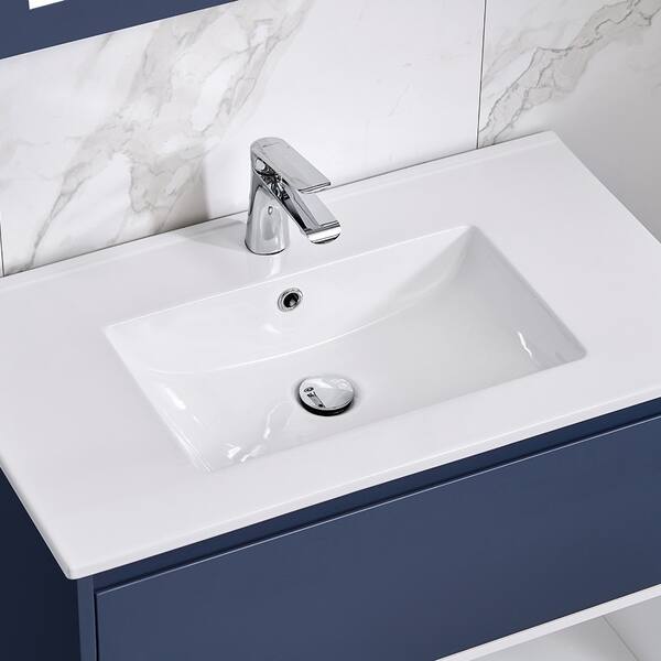 Shop Ove Decors Mason 32 In Navy Blue Single Sink Vanity With One