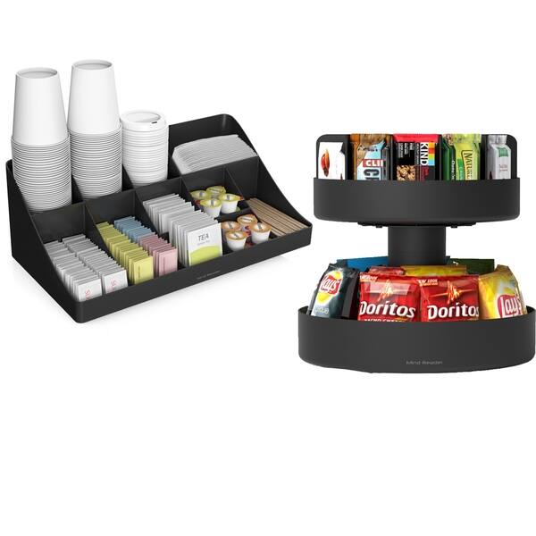 Mind Reader Organizer Coffee Pod Drawer and Condiment, 2 Piece, Black