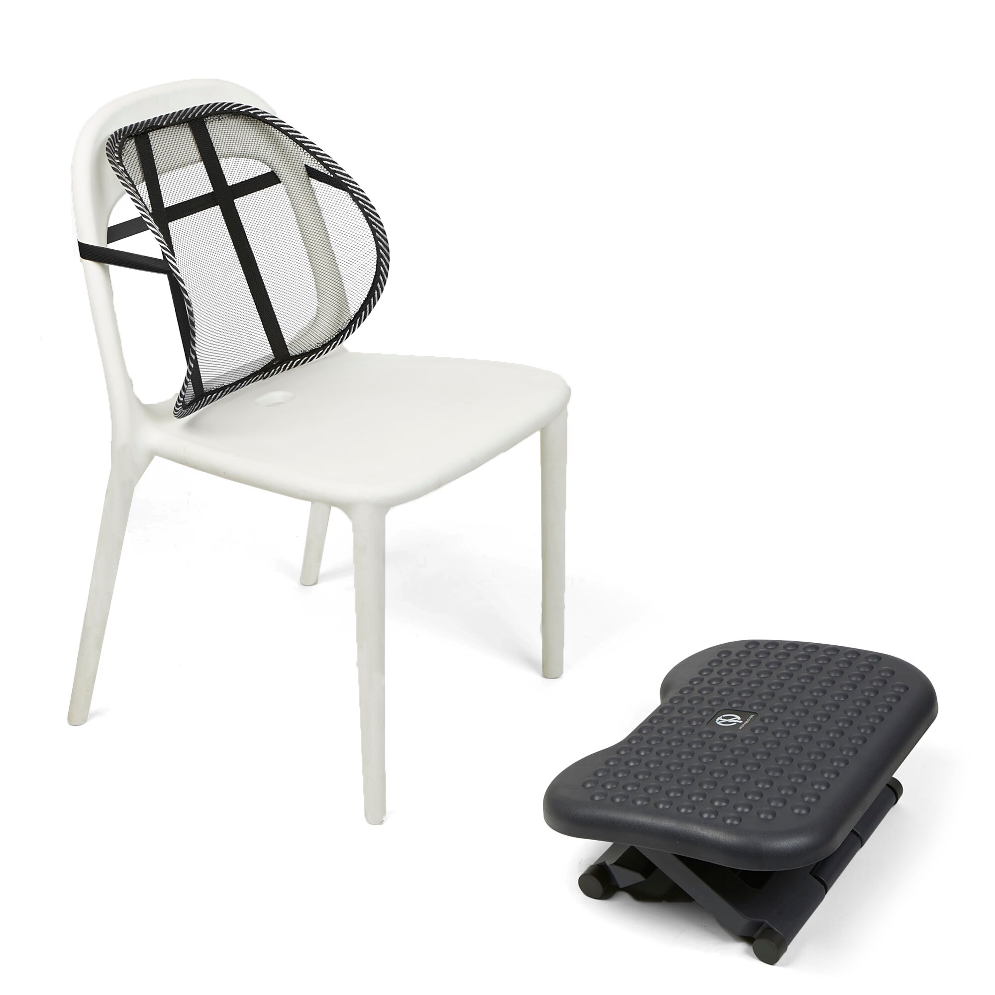 KENNISI Adjustable Durable Lumbar Mesh Support Cushion for Car Seat Office Chair Black Breathable Bead Mesh Back Posture Support for Driving Black