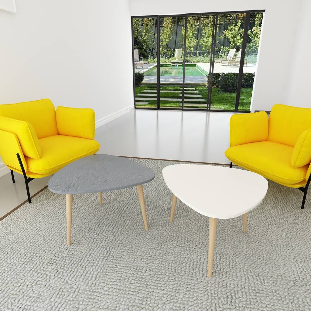 Decorotika Tale Coffee Table Set - Glossy Lacquer - Solid Wood Legs