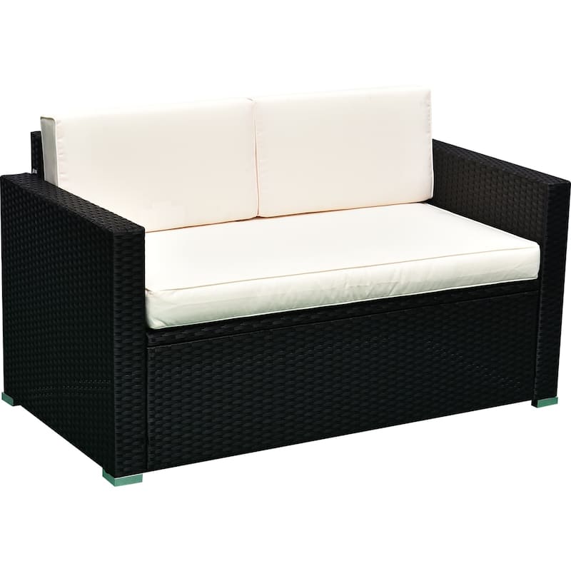 4 Piece Outdoor Rattan Wicker Sofa Sectional Patio Furniture Set