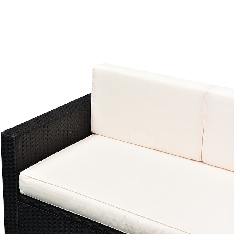 4 Piece Outdoor Rattan Wicker Sofa Sectional Patio Furniture Set