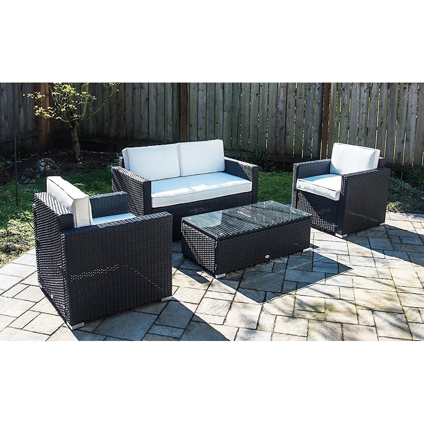 Shop 4 Piece Outdoor Rattan Wicker Sofa Sectional Patio Furniture