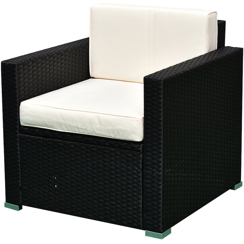 4 Piece Outdoor Rattan Wicker Sofa Sectional Patio Furniture Set