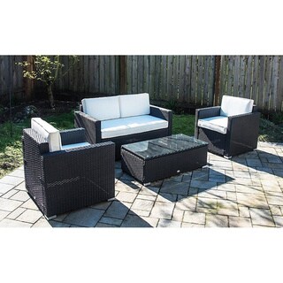 Outsunny 4 Piece Outdoor Rattan Wicker Sofa Sectional Patio Furniture Set