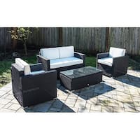 Outsunny 4 Piece Outdoor Rattan Wicker Sofa Sectional Patio Furniture Set