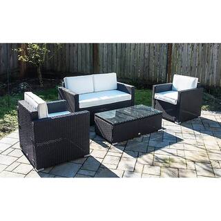 Outsunny 4 Piece Outdoor Rattan Wicker Sofa Sectional Patio Furniture Set