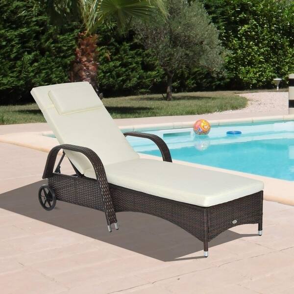 Outsunny Outdoor Rattan Wicker Chaise Lounge Chair With Outsunny Outdoor Rattan Wicker