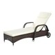 Outsunny Outdoor Rattan Wicker Poolside Chaise Lounge Chair with Adjustable Backrest - Mixed Brown - Thumbnail 7