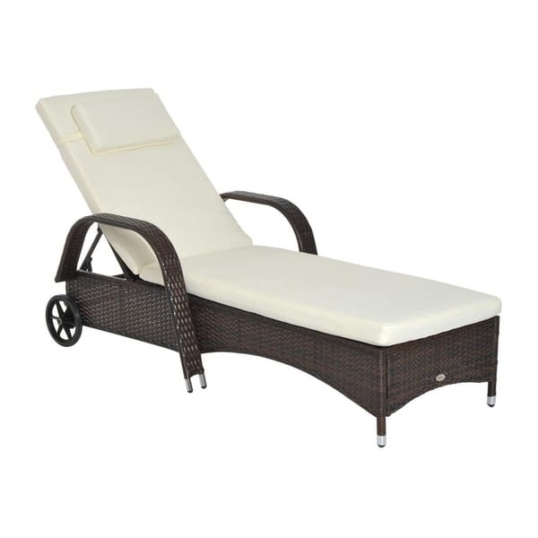 Shop Outsunny Outdoor Rattan Wicker Poolside Chaise Lounge Chair