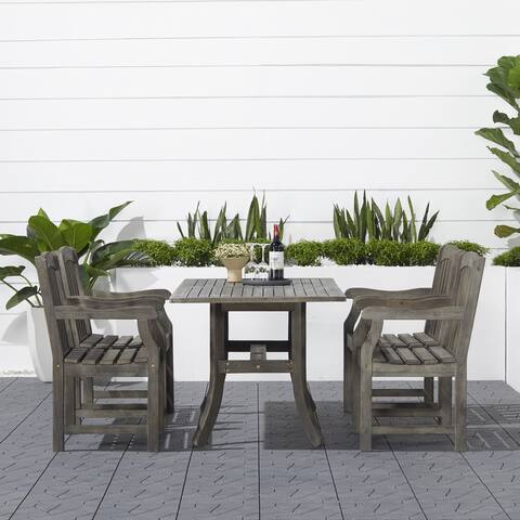 Havenside Home Surfside Rectangular Table and Armchair 5-piece Hardwood Outdoor Dining Set