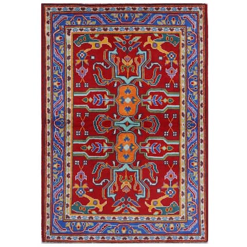 Handmade One-of-a-Kind Kargahi Wool Rug (Afghanistan) - 4' x 6'