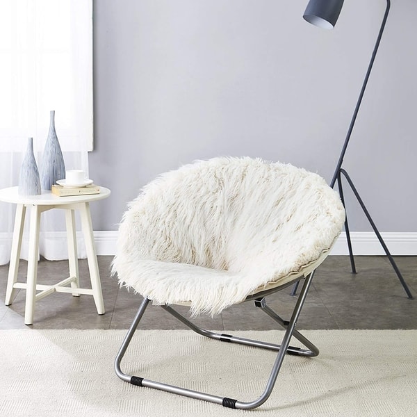 Faux Fur Moon Chair Polar White