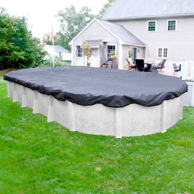 Pool Mate Commercial-Grade Slate Blue Winter Cover for Oval Above-Ground Swimming Pools