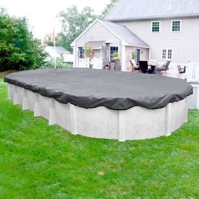 Pool Mate 20-Year Premium Dove Gray Winter Cover for Oval Above-Ground Swimming Pools