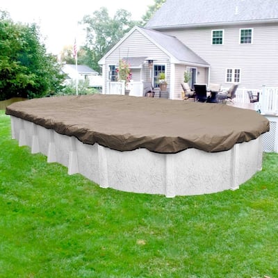Pool Mate 20-Year Premium Sandstone Winter Cover for Oval Above-Ground Swimming Pools