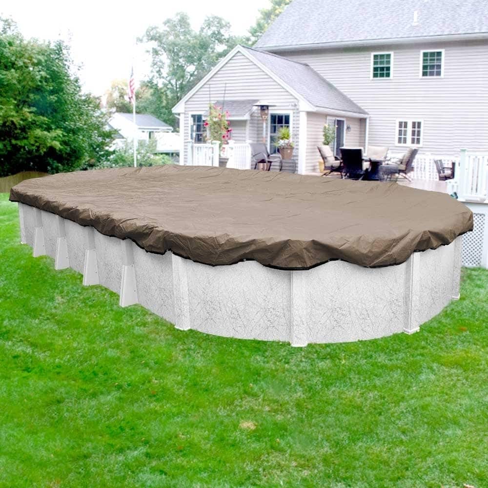 Pool Mate 20-Year Premium Sandstone Winter Cover for Oval Above-Ground Swimming Pools