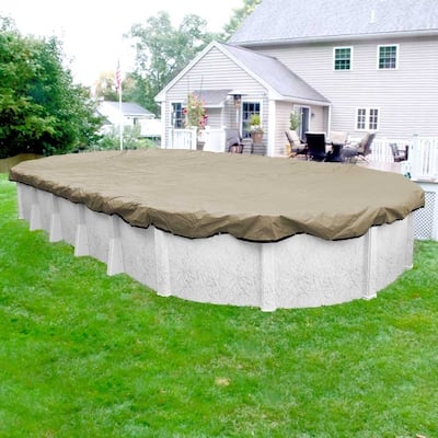 Pool Mate 20-Year Professional-Grade Tan Winter Cover for Oval Above-Ground Swimming Pools