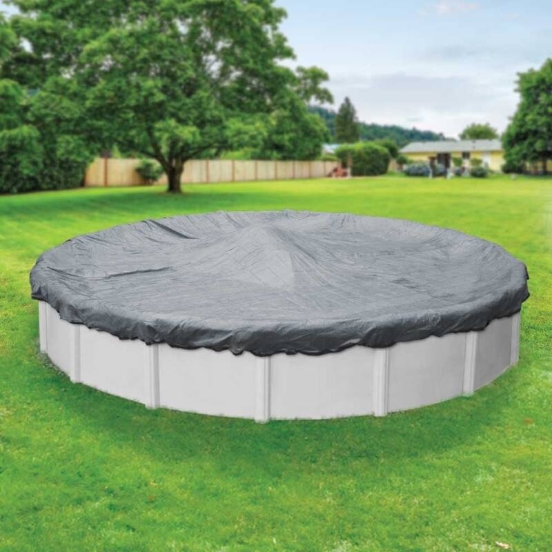 Pool Mate Gray/Black Mesh Winter Cover for Round Above-Ground Swimming Pools - 18 ft. pool
